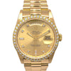 Secondhand Rolex Oyster Perpetual President Day-Date Automatic Watch Yellow Gold with Diamond Bezel