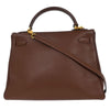 Secondhand Hermes Kelly Handbag Brown Evergrain with Gold Hardware