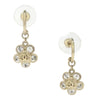 Secondhand Chanel Flower CC Drop Earrings Metal and Crystals