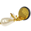 Secondhand Chanel CC Logo Dangle Earrings Artificial pearls with Gold-plated