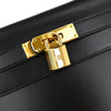 Hermes Kelly Handbag Black Box Calf with Brushed Palladium Hardware