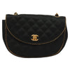 Secondhand Chanel Vintage Half Moon Chain Bag Quilted Satin with Braided Detail