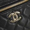 Secondhand Chanel CC Top Handle Vanity Case with Chain Quilted Caviar
