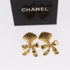 Secondhand Chanel Ribbon Earring Gold Metal Jewelry