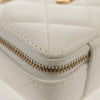 Chanel Lacquered Metal CC Zip Around Card Holder on Chain Quilted Lambskin