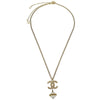 Secondhand Chanel CC Chain Necklace Metal with Faux Pearls