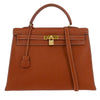 Secondhand Hermes Kelly Handbag Brown Togo with Palladium Hardware