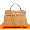 Secondhand Hermes Kelly Handbag Brown Chamonix with Gold Hardware