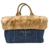 Prada Canapa Tote Denim and Fur