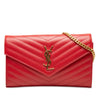 Secondhand Saint Laurent Grain De Poudre Chevron Monogram Envelope Wallet on Chain