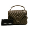Secondhand Saint Laurent Medium Quilted Chevron Sheepskin College Satchel