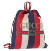 Gucci Logo Drawstring Striped Canvas