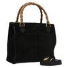 Gucci Vintage Bamboo Front Pocket Tote Suede