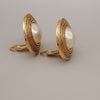 Chanel Vintage Round Clip-On Metal with Faux Pearl