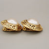 Chanel Vintage Round Clip-On Metal with Faux Pearl