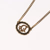 Christian Dior Vintage Logo Round Pendant Metal and Crystals