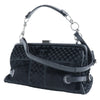 Chanel Vintage CC Side Belted Bowler Check Embossed Velvet