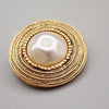 Chanel Vintage Round Clip-On Metal with Faux Pearl