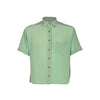 Chanel green silk blouse, short sleeves, gold buttons fastening pre owned