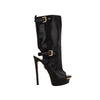 Dsquared2 black leather open toe boots with gold buckles pre-owned