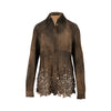 Roberto Cavalli brown laser-cut leather shirt pre-owned