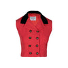 Chanel red linen double breasted crop vest, CC button fastening, frontal pocket pre-owned