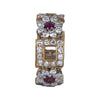 Collection Privee gold ring embellished with small diamonds and rubies pre-owned