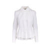 Dries van Noten white cotton shirt. Fitted long sleeve design, front button placket and drawstring waist pre-owned