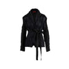 Diliborio black silk shirt. Over lapels, long sleeves, cross ribbon closure, decorated with black silk buttons pre-owned