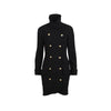 Chanel 1980's black double-breasted wool coat classic lapels double-breasted closure golden buttons long sleeves three patch pockets at the front pre-owned