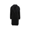 All Saints black wool overcoat. Lapels, two front pockets and hidden fastening pre-owned