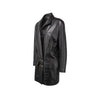 Chanel black leather coat. Oversized design with lapels, long sleeves, four front patch pockets, zip fastening and gold-tone buttons with Chanel Paris logo pre-owned