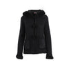 Prada cardigan from Linea Rossa collection. Black Mohair wool, hooded, long sleeves, front buttoning, two front pockets and leather and fox fur inserts pre-owned