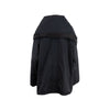 Diliborio black silk organza jacket. Oversized fit with long sleeves, maxi collar and drawstring at the bottom pre-owned