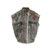 Lily Farouche Munich grey denim vest. Front buttoning, decorated with beads, rhinestones and prints pre-owned