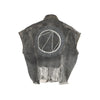 Lily Farouche Munich grey denim vest. Front buttoning, decorated with beads, rhinestones and prints pre-owned