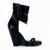 Rick Owens black leather mignon ankle strap wedge sandals pre-owned