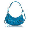 Balenciaga Croc Embossed Motocross Le Cagole Shoulder Bag Blue