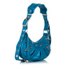 Balenciaga Croc Embossed Motocross Le Cagole Shoulder Bag Blue