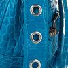 Balenciaga Croc Embossed Motocross Le Cagole Shoulder Bag Blue