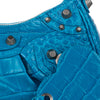 Balenciaga Croc Embossed Motocross Le Cagole Shoulder Bag Blue