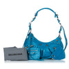 Balenciaga Croc Embossed Motocross Le Cagole Shoulder Bag Blue