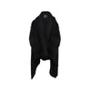 Unconditional London black wool poncho. Open style decorated with Mongolian fur pre-owned