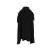 Unconditional London black wool poncho. Open style decorated with Mongolian fur pre-owned