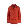 Issey Miyake red down jacket. Blazer style with a central button placket, long sleeves and welt pockets pre-owned